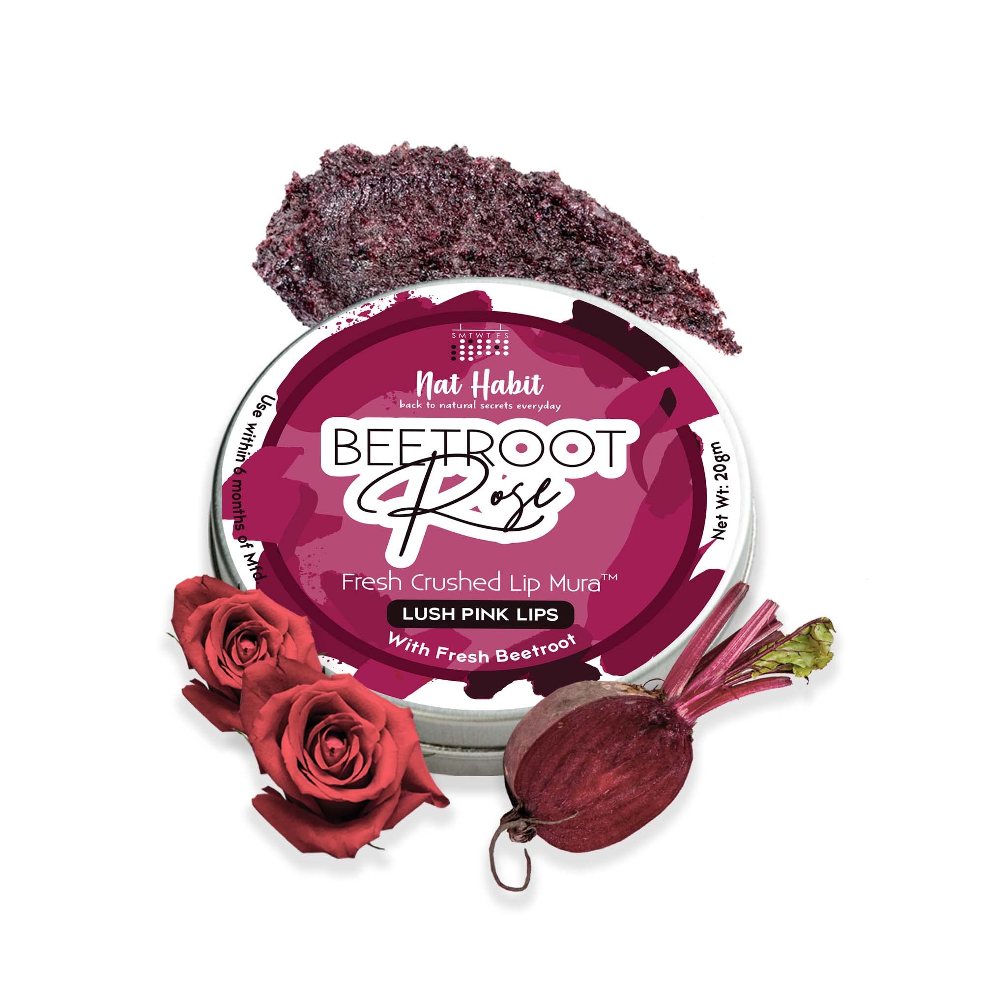 Buy Nat Habit Beetroot Rose Lip Mura, Lip Scrub for Lip Lightening, Lip