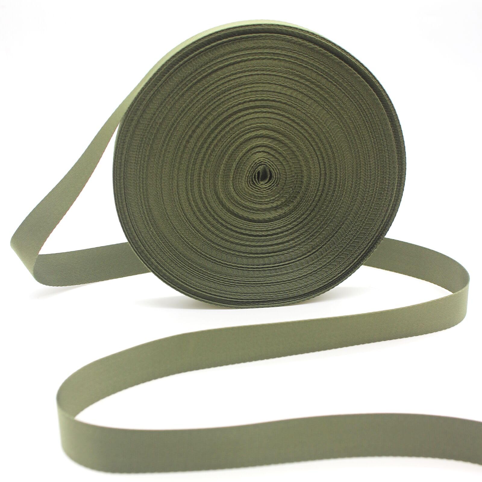 ZHFMILY 1 inch Nylon Webbing Straps for Sewing Bags 50 Yards 25mm Olive Green Heavy Canvas Webbing Strap with Buckles-Lawn Chair