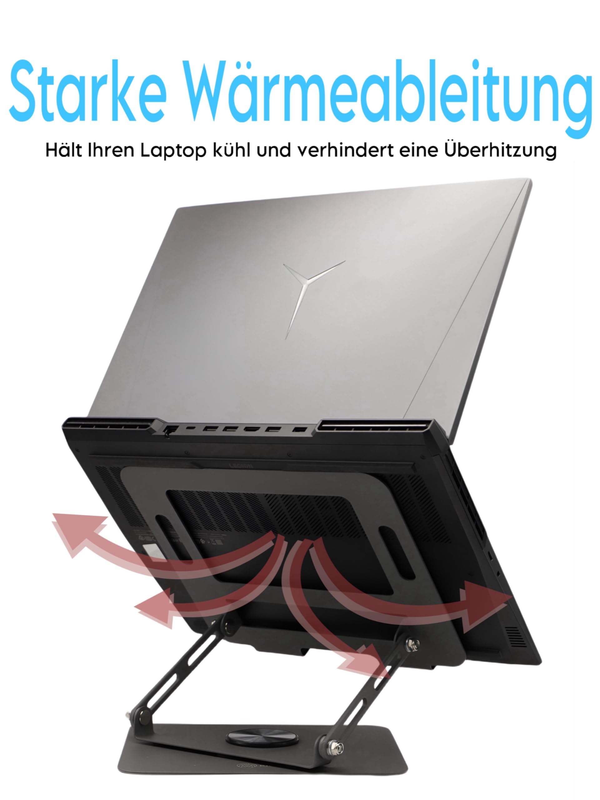 Kigam Laptopständer Höhenverstellbar & 360° Drehbar – Ergonomisch Für Alle Laptops Bis 17 Zoll, Silber