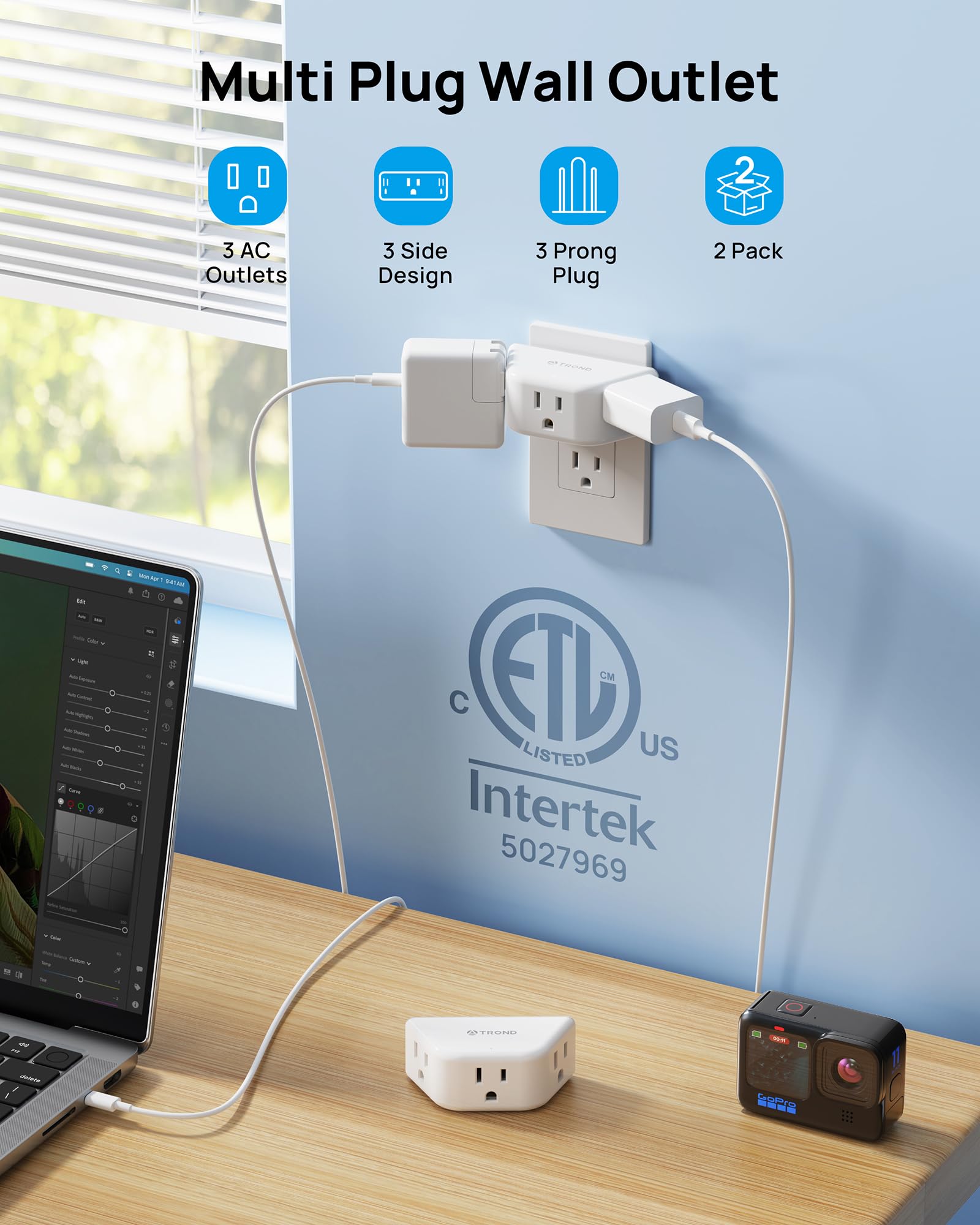 TROND 2-Pack Outlet Extender - Multi Plug Adapter -2 TROND 2-Pack Outlet Extender - Multi Plug Adapter -2