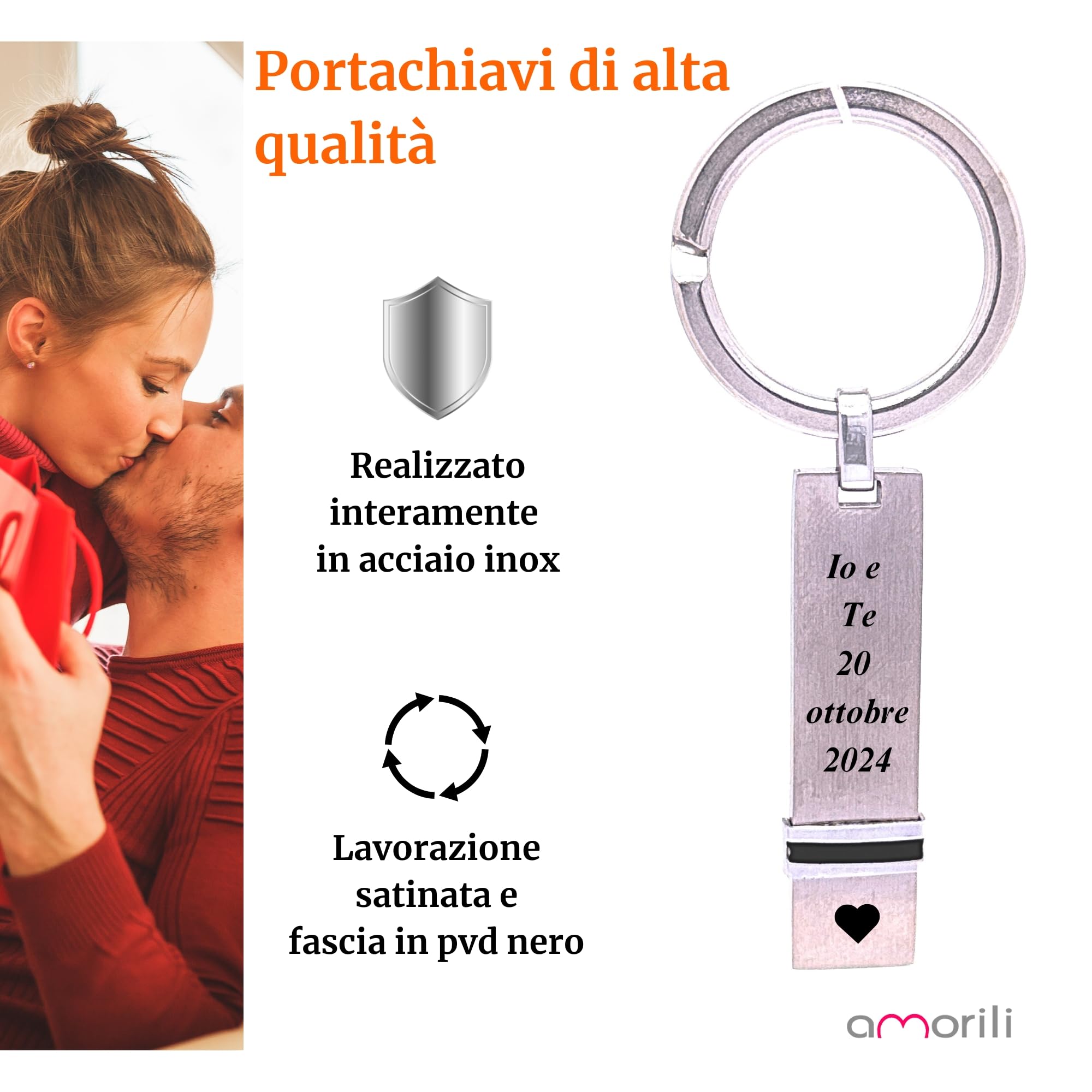 Portachiavi uomo piastra acciaio ottimo da incidere prt0022