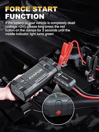 Miniatura 2 de AVAPOW Arrancador de coche, batería de pico de 4000 A (para todo el gas o hasta 10L Diesel), paquete de alimentación portátil de refuerzo, caja de