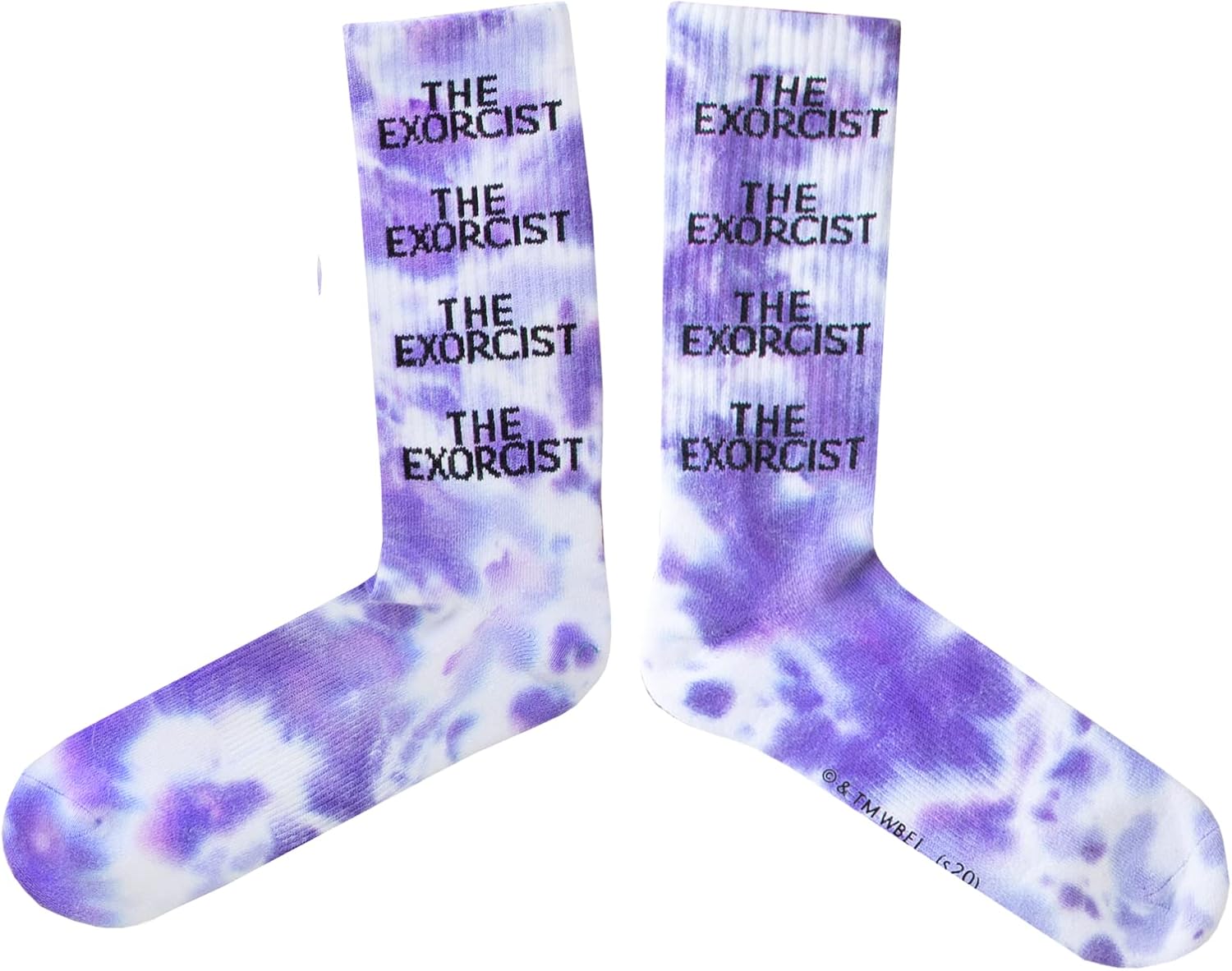 Bioworld The Exorcist Repeating Title Logo Men's Blue Cloud Wash Crew Socks