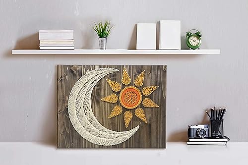 Miniatura 7 de String of the Art Kit de arte de cuerda de sol y luna, kit de manualidades hecho en Estados Unidos para adultos, madera de pino teñida (16 x 12