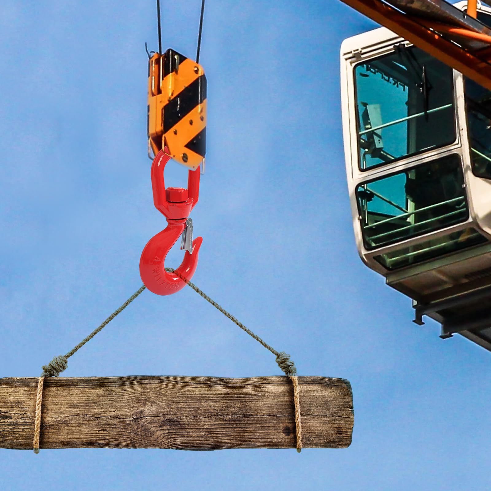 Gancio per gru a gravità 7T, 360°, in lega di acciaio, per industria del sollevamento, gancio rotondo con chiusura di sicurezza, gancio di sicurezza per macchine forestali, trasporto terrestri
