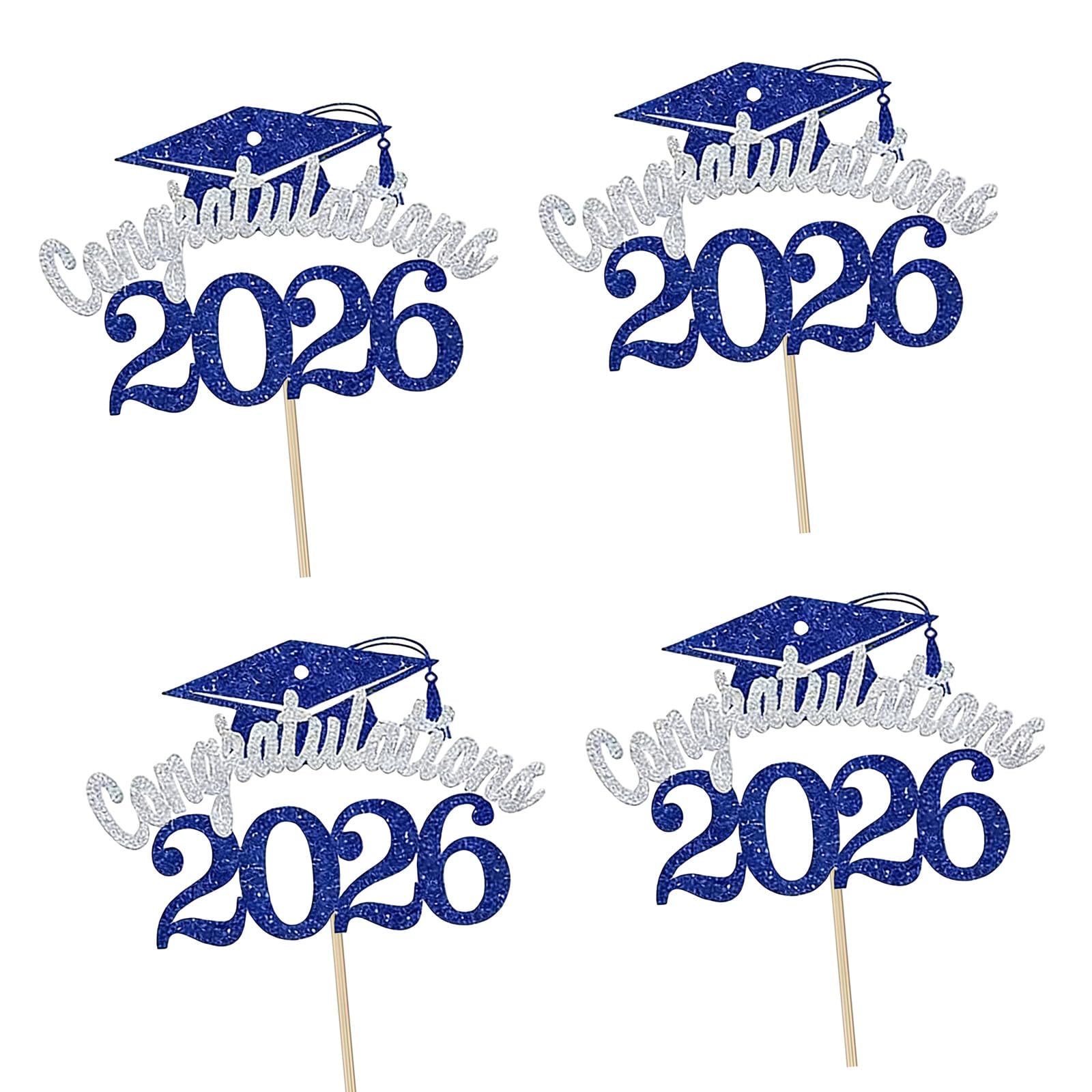 alloneslife Theme Cake Decorations Set of 4 Paper Inserts for 2026 Parties Graduation Themed Party Supplies Commencement Cake Decors