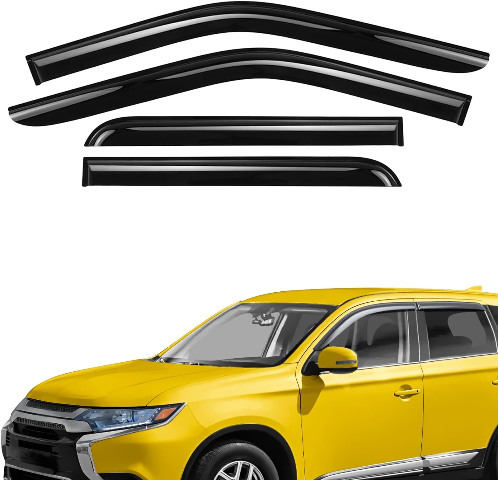 Extra Durable Window Deflectors Tape-On Window Visors Rain Guards Fit for Mitsubishi Outlander 2014-2021, Sun Visors, Wind Vent for Shades, Exterior Car Accessories - 4pcs. AG0095