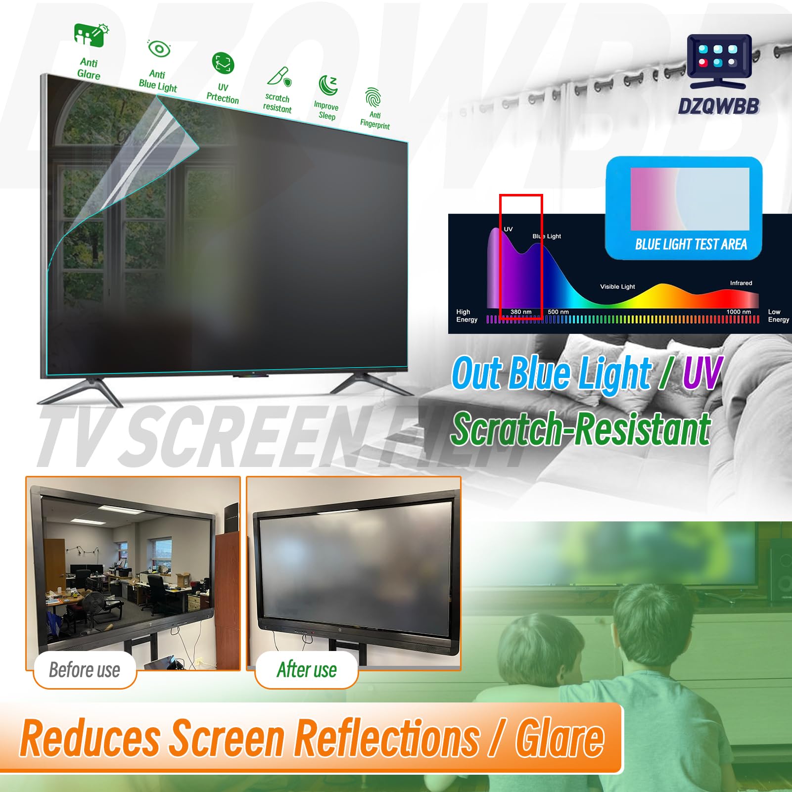 JANEFLY 65 Inch TV Screen Protector, Anti Blauw Licht Protectors Glare Verlichten Filter Verlicht Oogvermoeidheid Ultra Clear Voor Lcd Led Oled Qled 4k Hdtv 32 75 Inch 37 819 460 Mm 1630607854