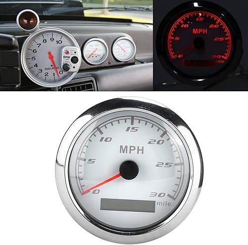 Miniatura 4 de Medidor de velocidad GPS, velocímetro universal de alta sensibilidad a prueba de polvo de 30 MPH para barco, coche, camión (blanco)
