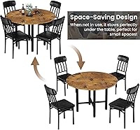 Vista 8 de AWQM Round Dining Table Set for 4, Wood Circle Kitchen Table and Chairs Set for 4, Modern Dining Room Sets with 4 Faux Leather Chairs, Round Dinner
