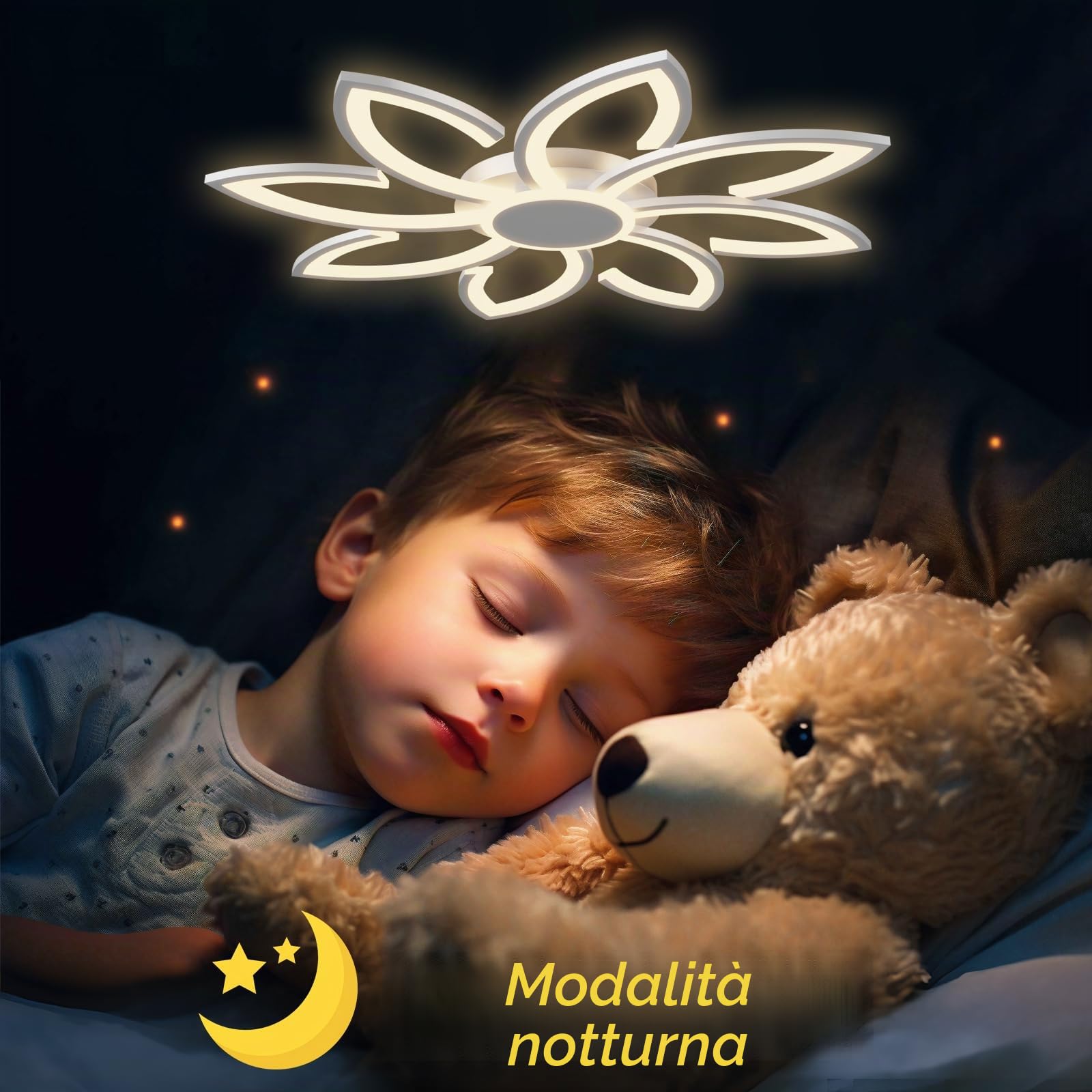 Plafoniera LED Soffitto Smart 80cm, Lampadario Moderno Design a Fiore Dimmerabile Compatibile con Alexa/Google Home, Luce con App/Telecomando per Salotto e Camera, 3000K-6500K, Bianco