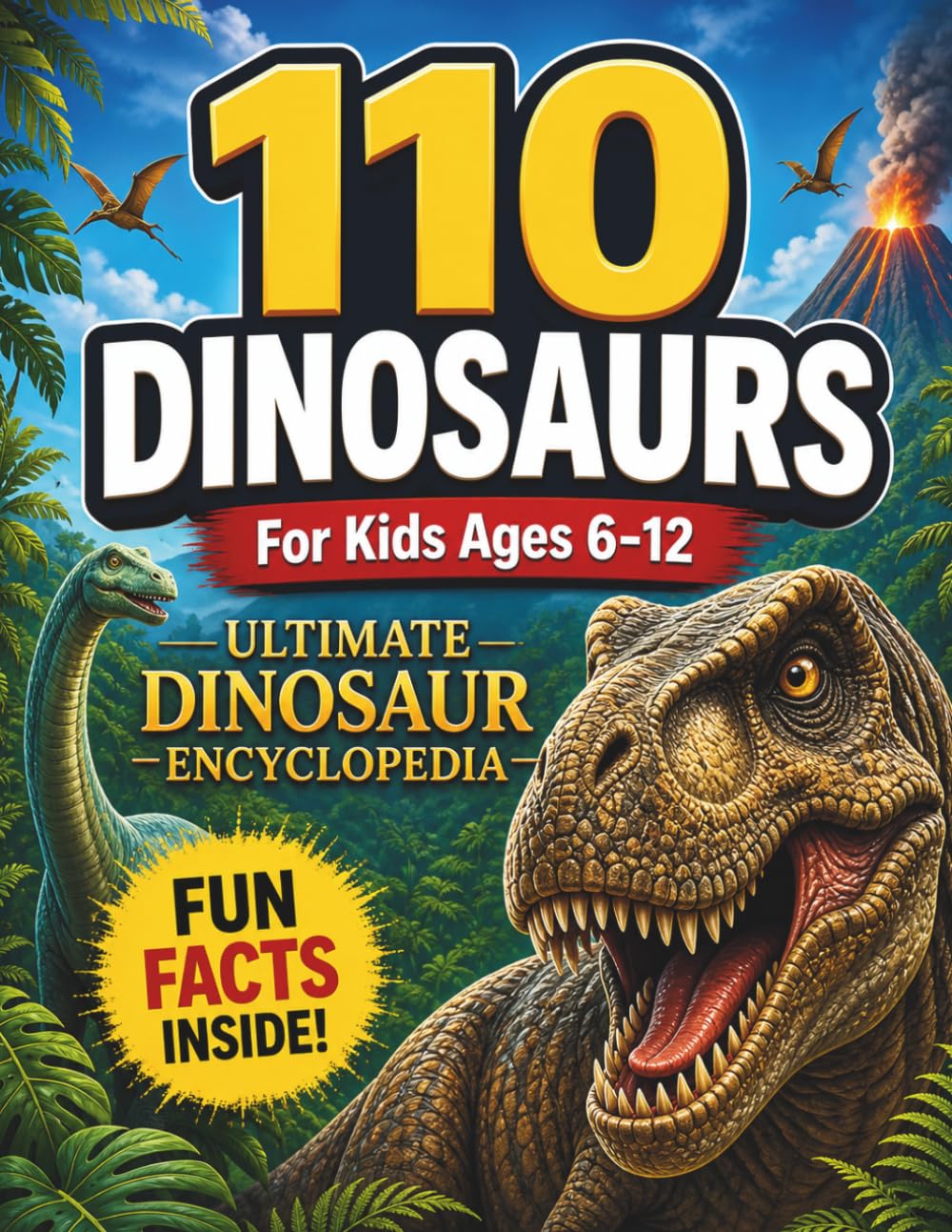 Ultimate Dinosaur Encyclopedia: 110 Realistic Dinosaurs with Facts, Size, Habitat, Fossils, and Fun Facts for Kids, Teens & Adults