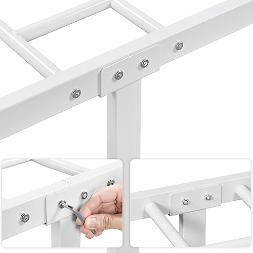 Miniatura 8 de Yaheetech Juego de 2 camas de plataforma de metal modernas de tamaño individual XL con cabecero con patrón geométrico, almacenamiento debajo de la