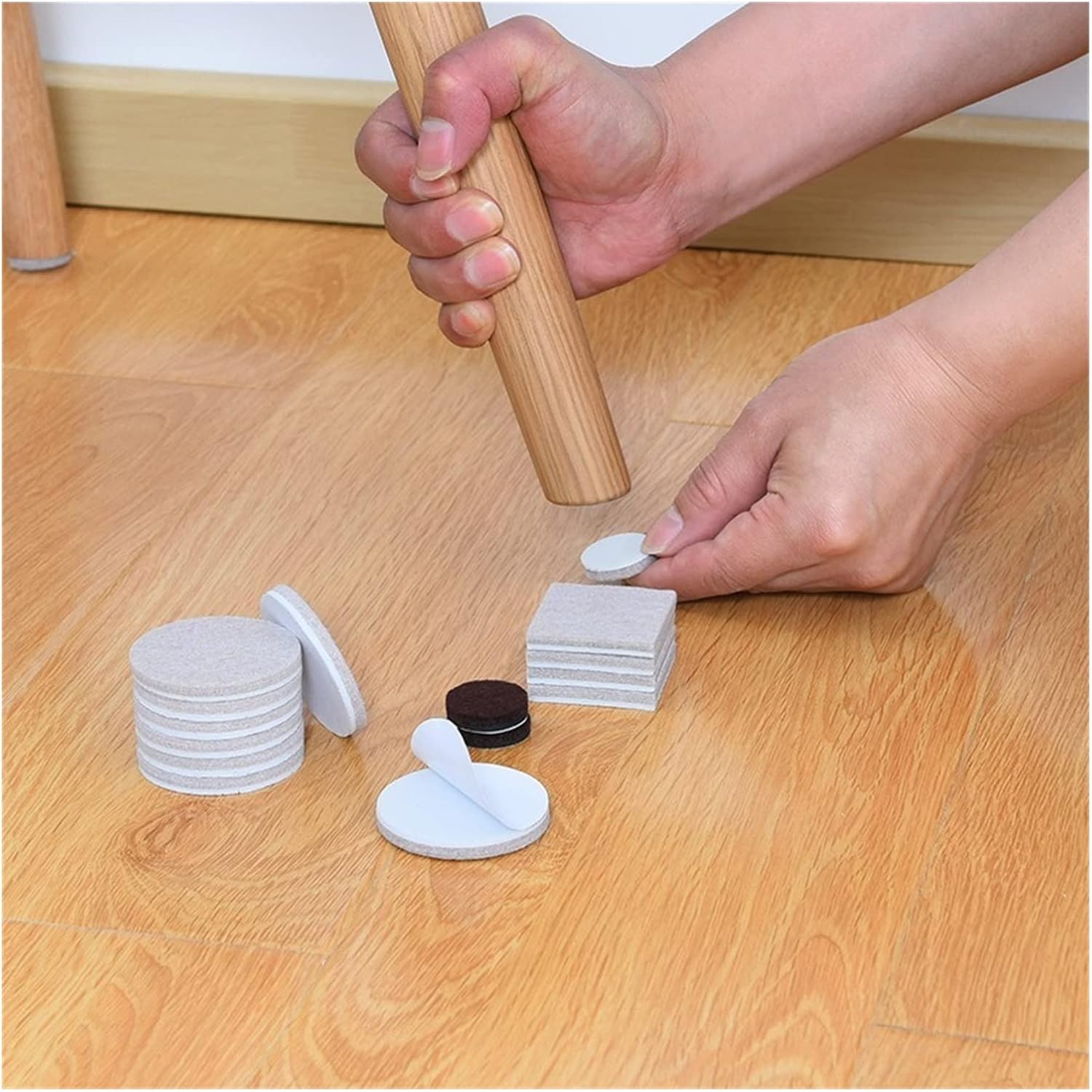 Chair Table Legs Felt Pads-5mm Thicker Self Adhesive Felt Pads Floor Surface Anti Skid Scratch Protector Mute Non-Slip Feet Mat (Color : 2)