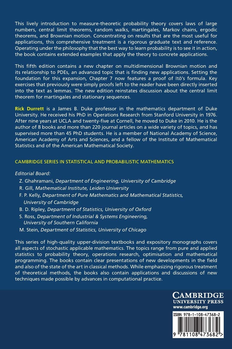 Probability (Cambridge Series in Statistical and Probabilistic Mathematics, Series Number 49)      5th Edition