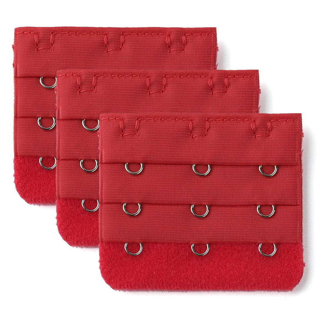 Sourcing Map Women's Red 3 Hook 3 Row Stretchy Bra Strap Extenders Buckle Hooks Bra Band For 3 Pcs