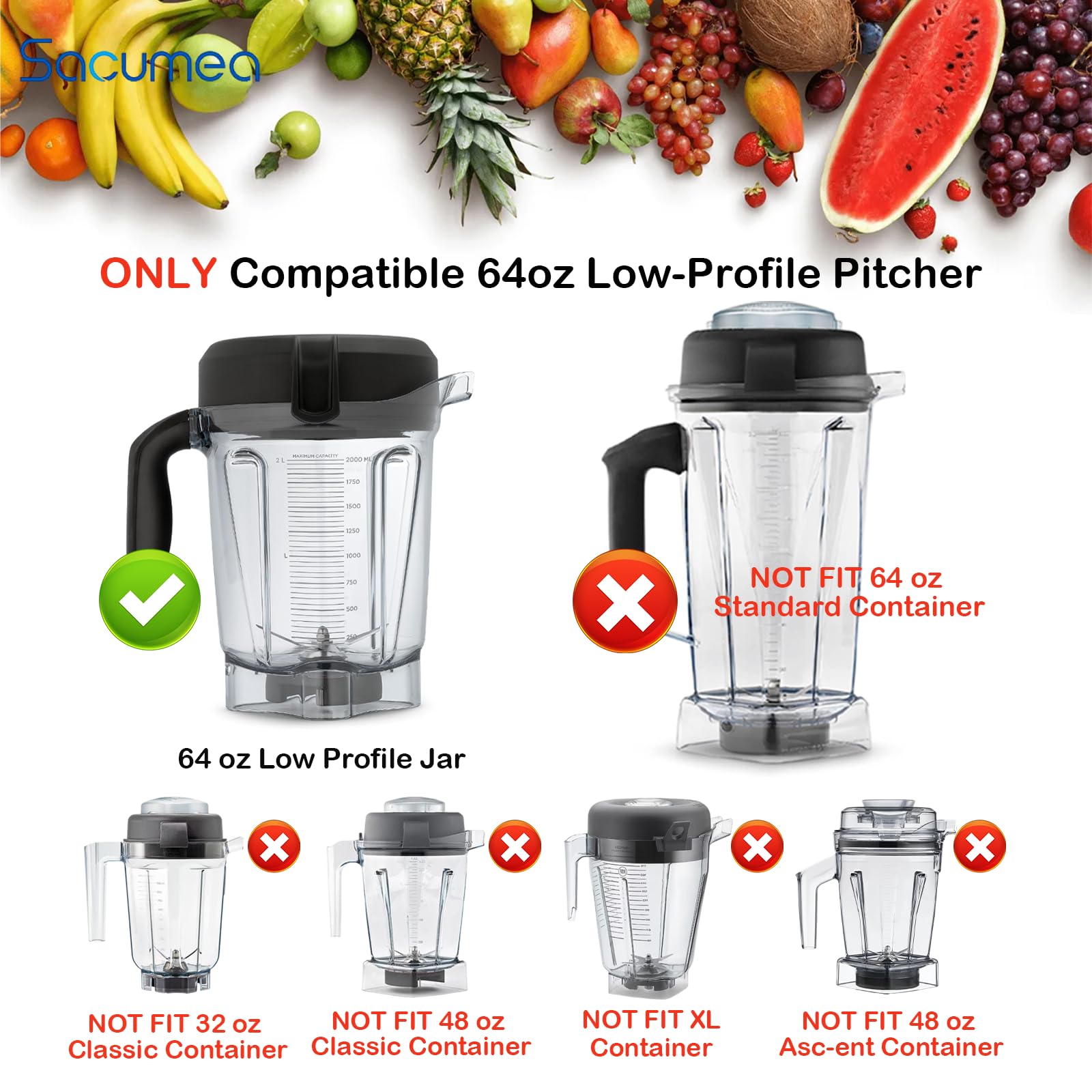Amazon | vitamix 蓋の交換用、64オンス 薄型コンテナ蓋 750