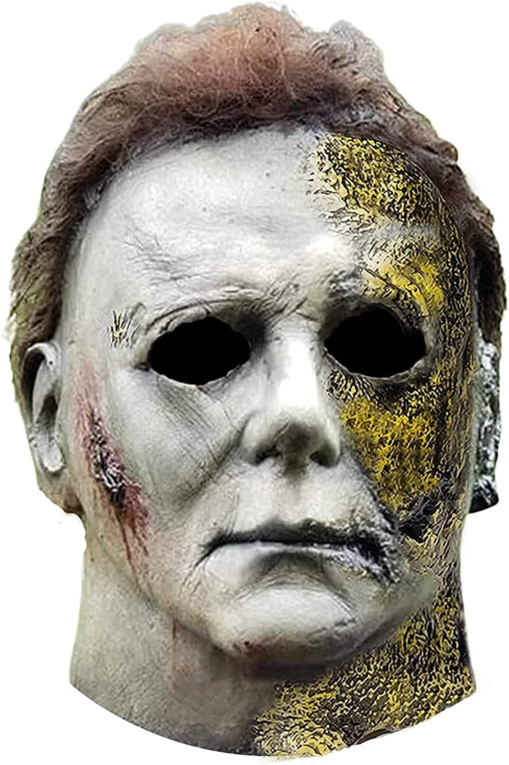 Michael Myers Mask Covering Halloween Face Cover Horror Latex Scar Face, Halloween Decoration Props for Carnival Easter and Masquerade (D)