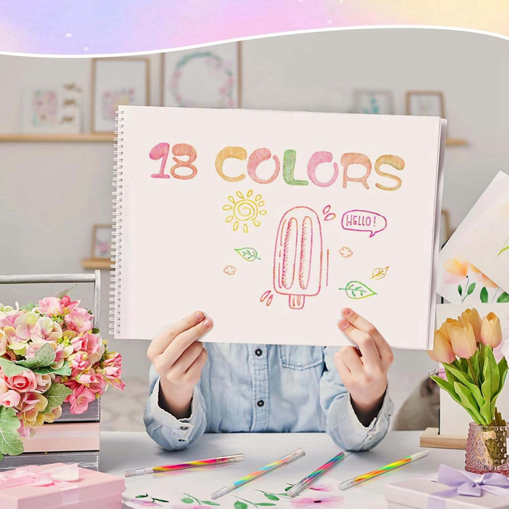 72 Stylos à Gel Arc-En-Ciel à Changement de Couleur, Stylos à Gel à Paillettes, Stylos Arc-En-Ciel pour Livre de Coloriage pour Adultes