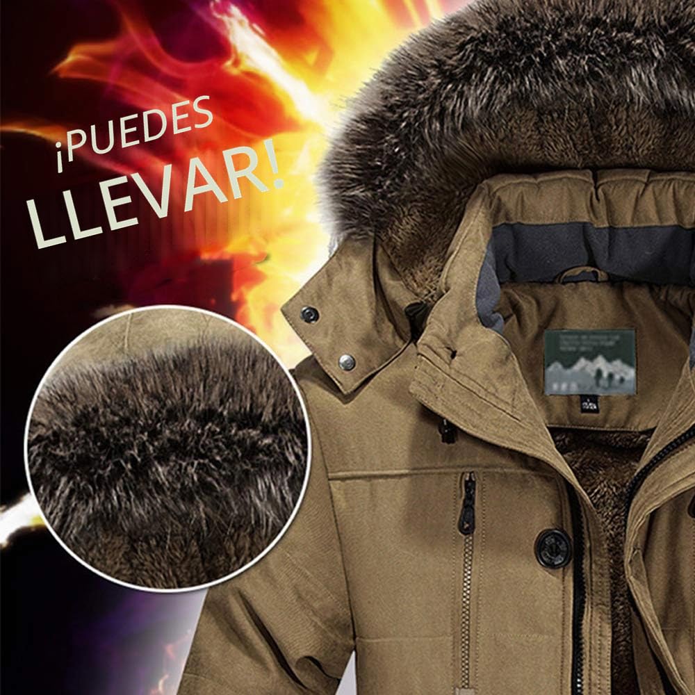 Fansu Chaqueta con Capucha Hombre, Otoño e Invierno Calentar Talla Grande Cierre de Cremallera Chaquetón Bolsillo con Cremallera Poliéster Abrigo Estilo Diario