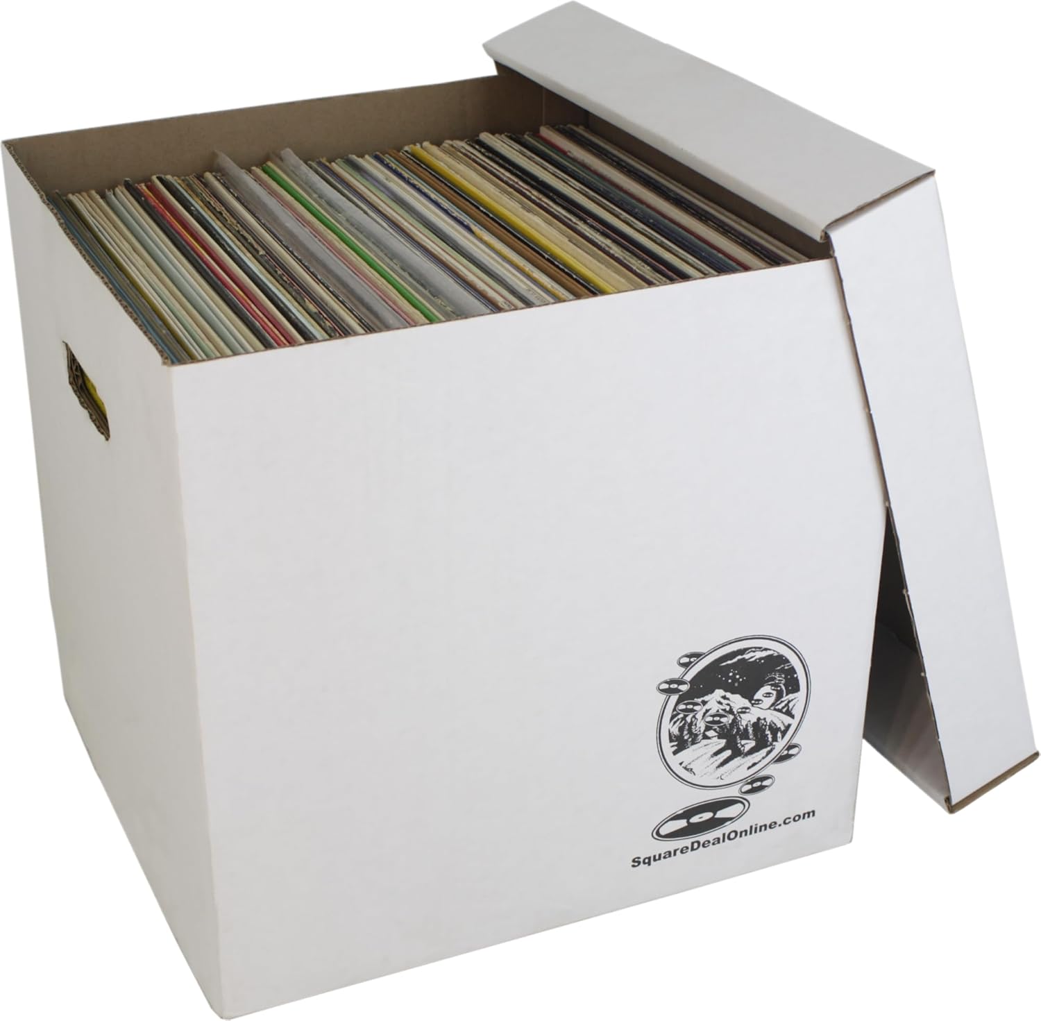 Durable Set of 5 12 inch Vinyl Record Storage Boxes - Heavy-Duty Cardboard Construction with Removable Lid - Holds Up to 90 Records Each - Built Tough for Long-Term, Secure Archival Storage - #12BC13