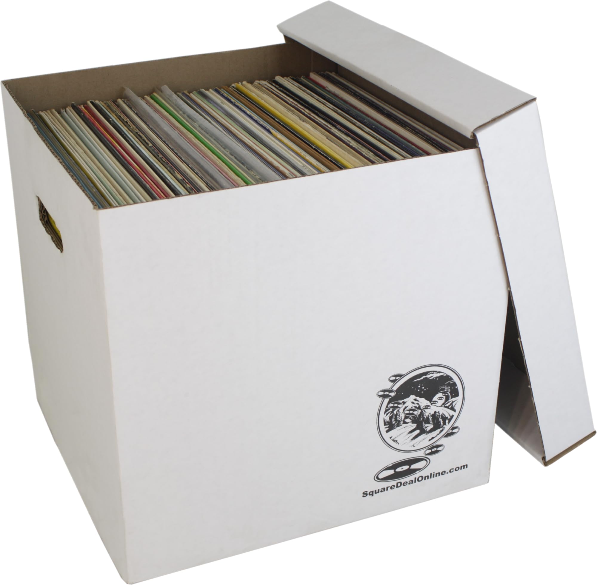 Set di 10 scatole per dischi in vinile da 30,5 cm, struttura in cartone resistente con coperchio rimovibile, contiene fino a 90 dischi ciascuna, resistenti per archiviazione sicura a lungo termine