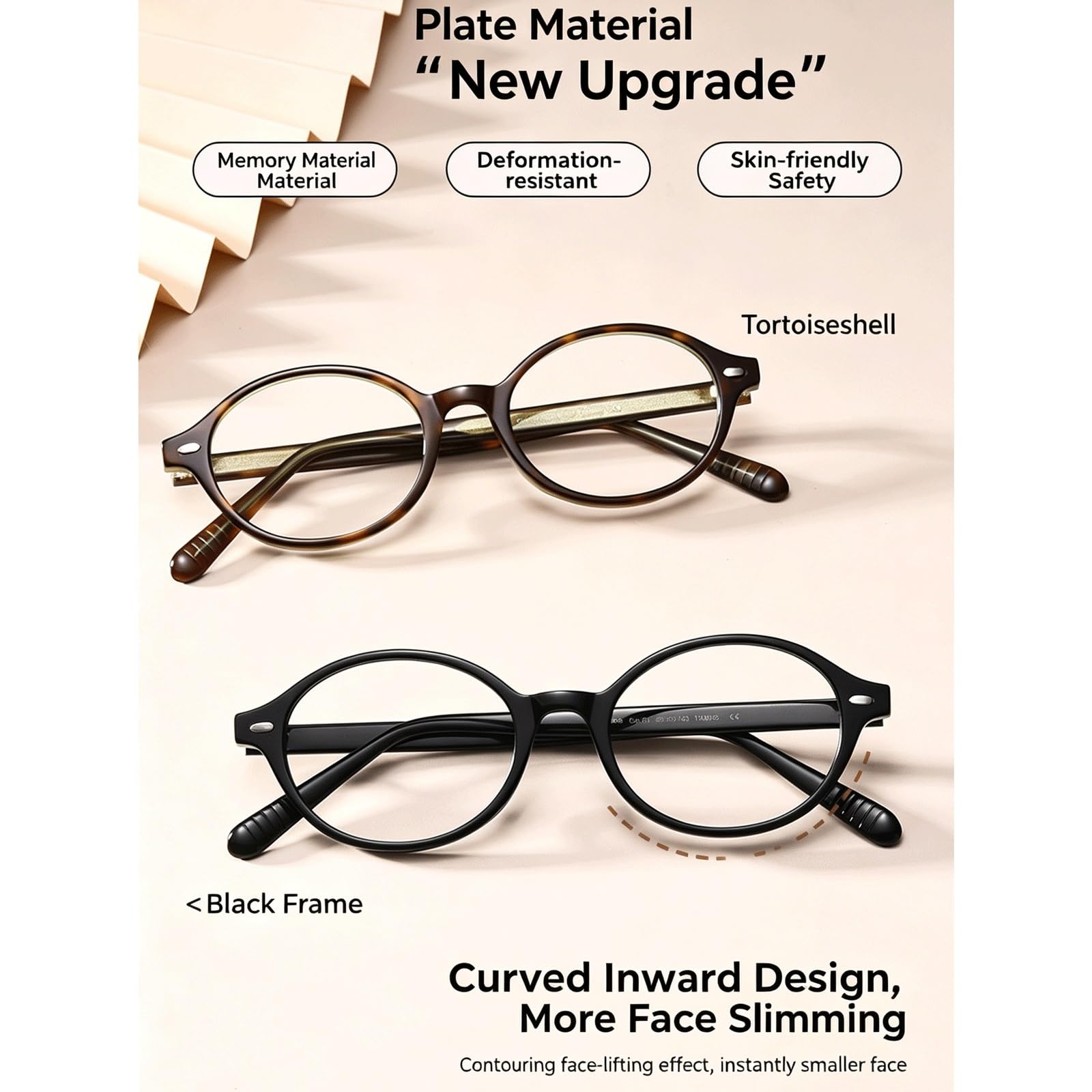 Montature for Occhiali ovali Occhiali in Acetato for Computer Occhiali da Vista Senza prescrizione con Bordo Intero Ultraleggero Elegante Decorazione Leopardata(Tortoiseshell)