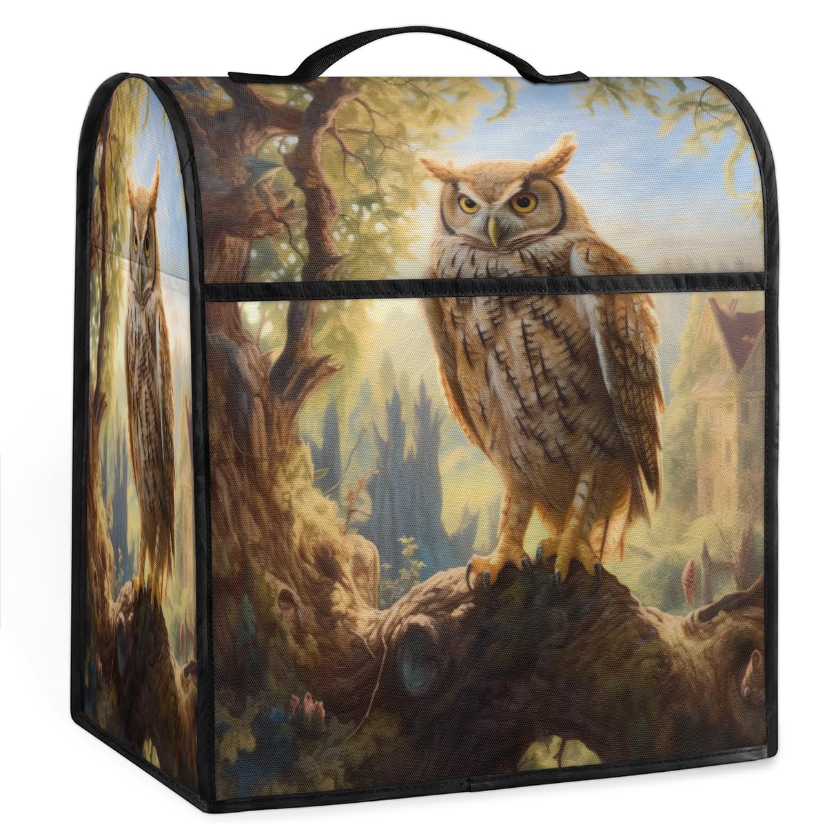 Coffee Maker Cover Vintage Owl Kitchen Appliance Covers Small Appliance Covers Blender Cover Juicer Cover Dust Covers for Kitchen Appliances with Top Handle and Pockets,Washable,C851