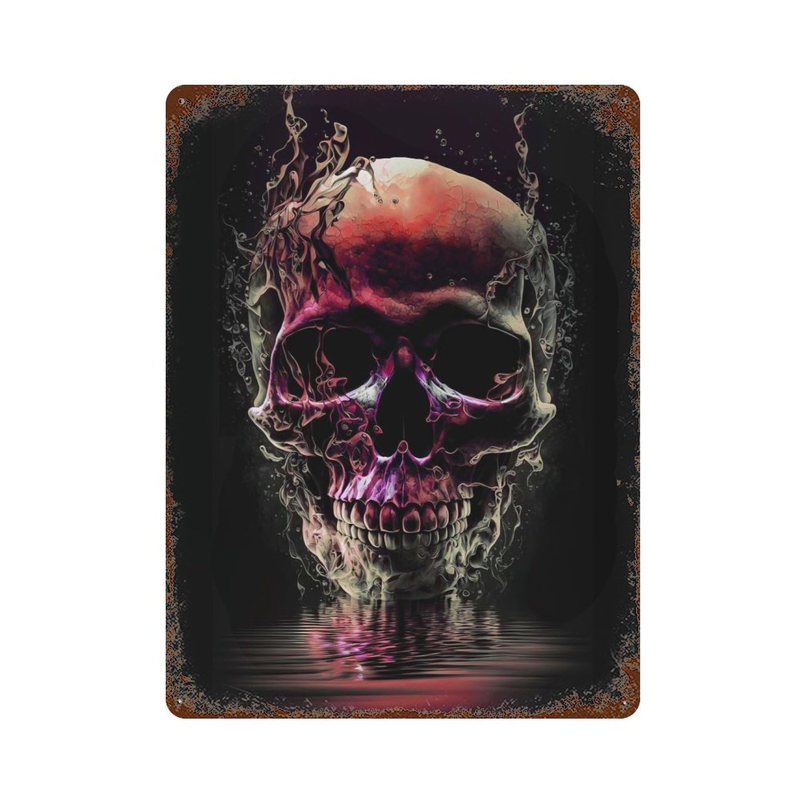 3D Skull Aesthetic Decorative Tin Sign 15.7"x11.8", Ideal for Garage, Bar And Workshop Decor