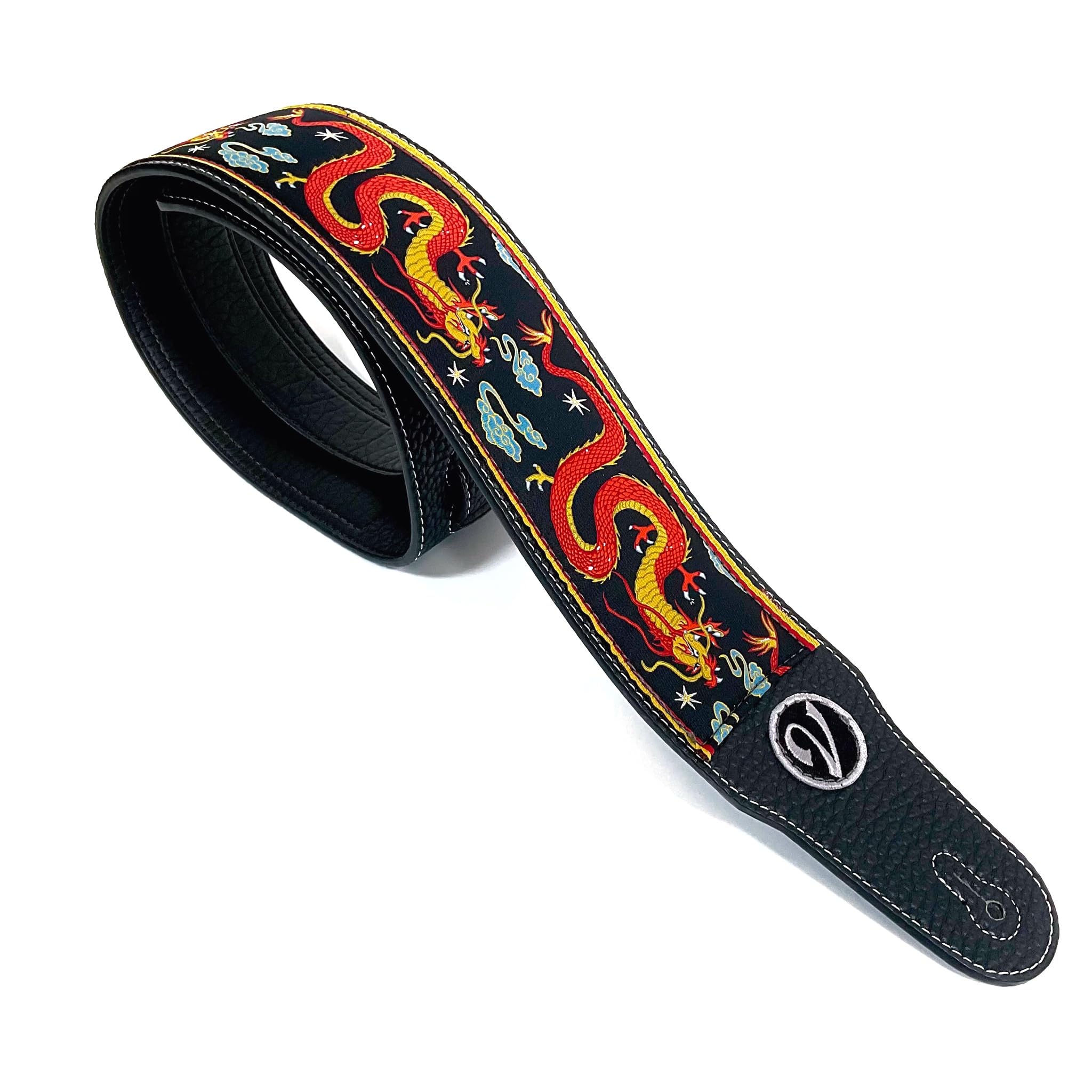 1to1 Music Guitar Strap - Jimmy Dragon Suit in Black - Vtar Vegan Guitar Straps