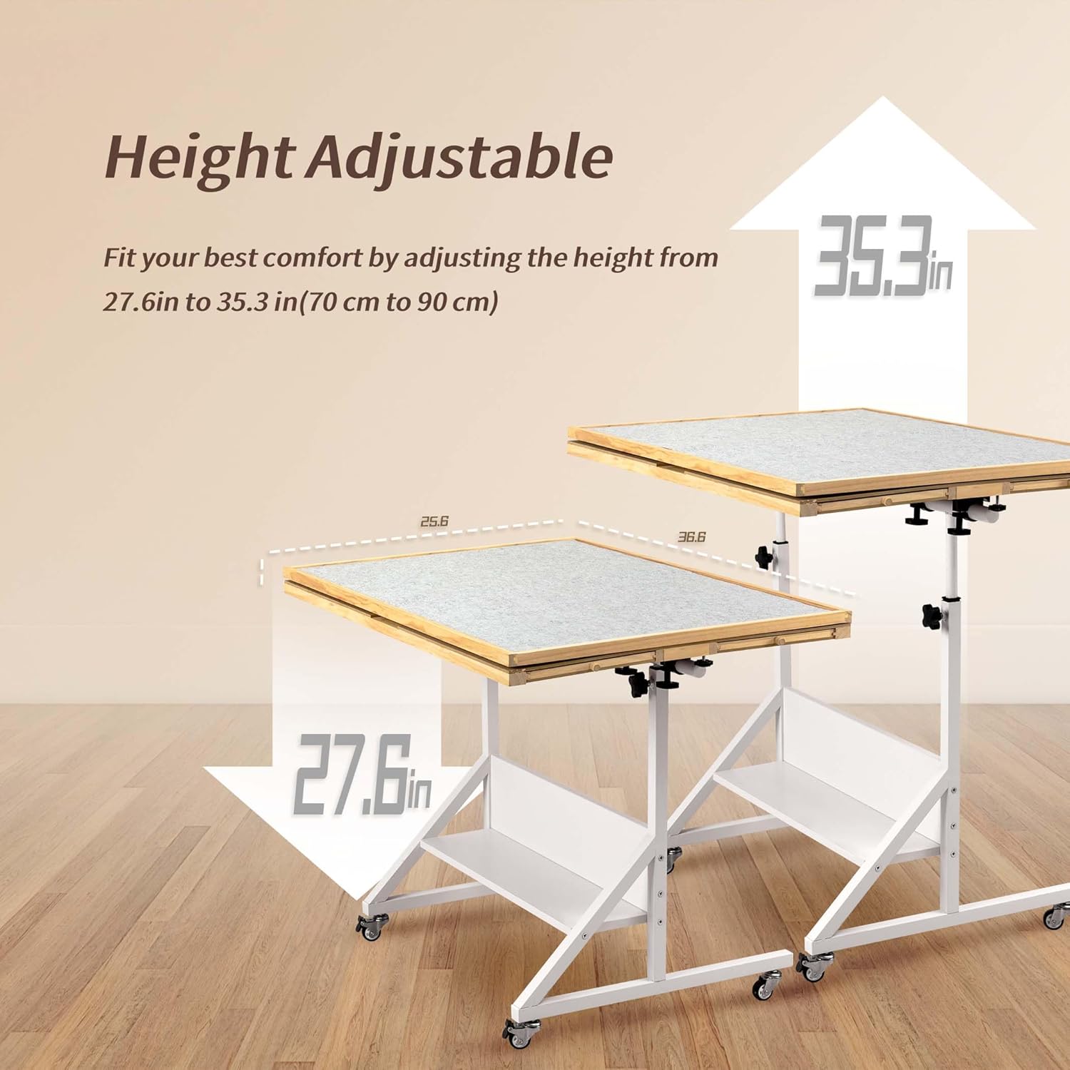 Lavievert puzzle table height adjustment from 27.6 to 35.3 inches