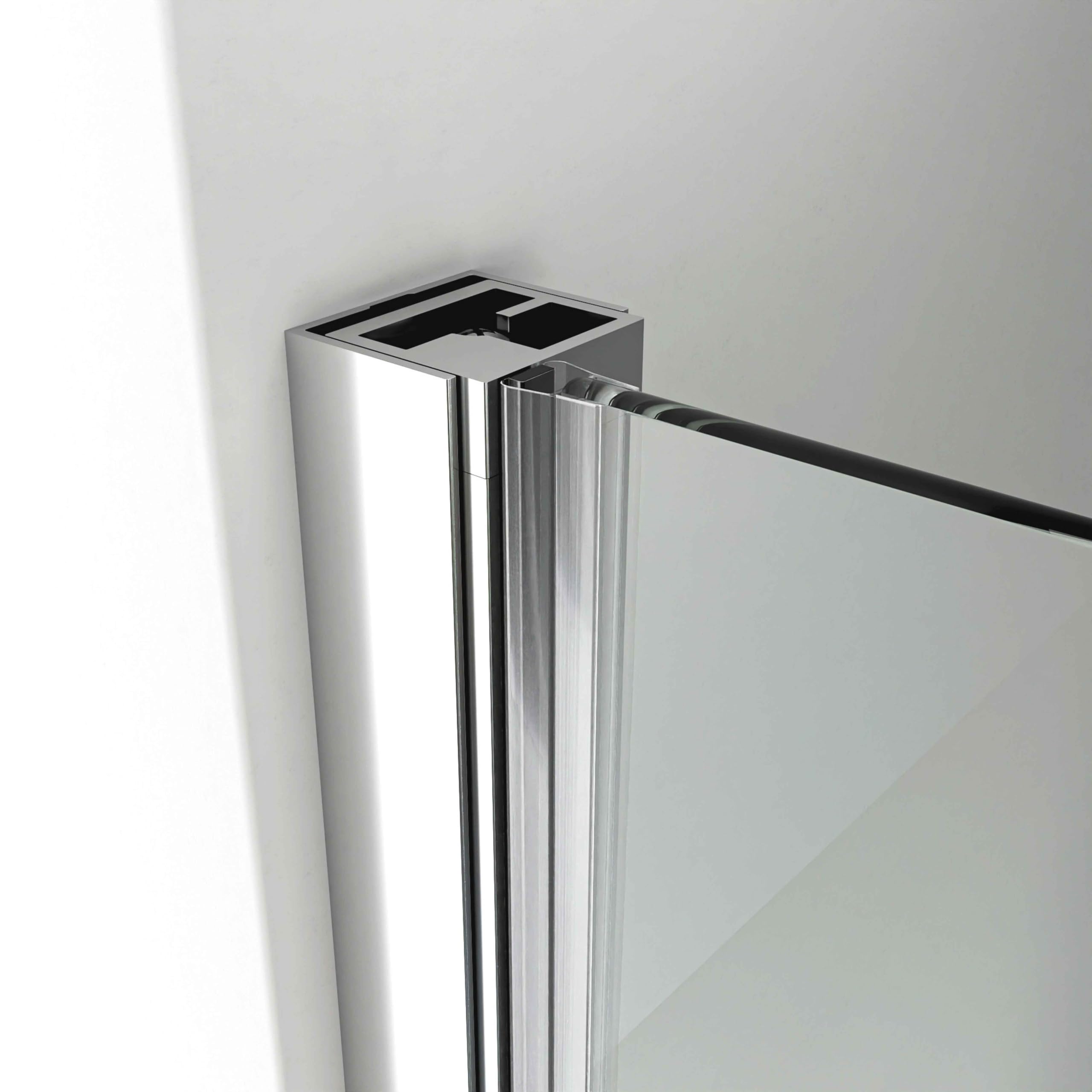 BELLOBATH - Mampara de Ducha Puerta Abatible Reversible - Vidrio Transparente 6 mm Antical - Sin Perfilería Inferior - Plata Brillo - Ancho adaptable 66-69 cm