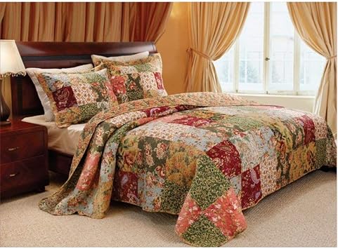 French Country Patchwork Quilt Bedspread Set King Size
