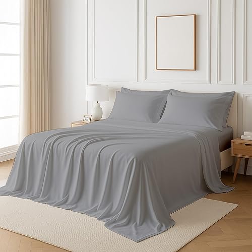 NON Sticky cotton Juego de sábanas bajeras de algodón egipcio de 6 piezas de alta calidad, suaves y transpirables, bolsillo profundo de 16 pulgadas,