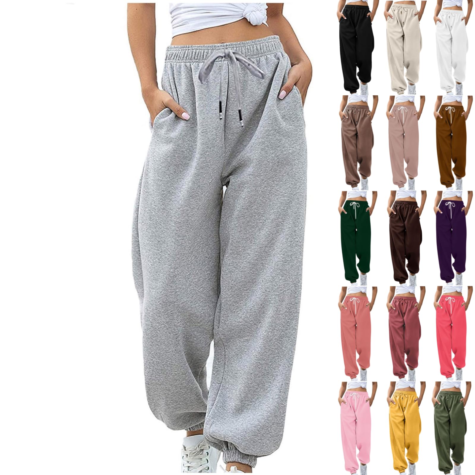 AQAYL Sweatpants Women Baggy Drawstring Cinch Bottom Pants High Waisted Jogger Pants Workout Cargo Pants Lounge Trousers