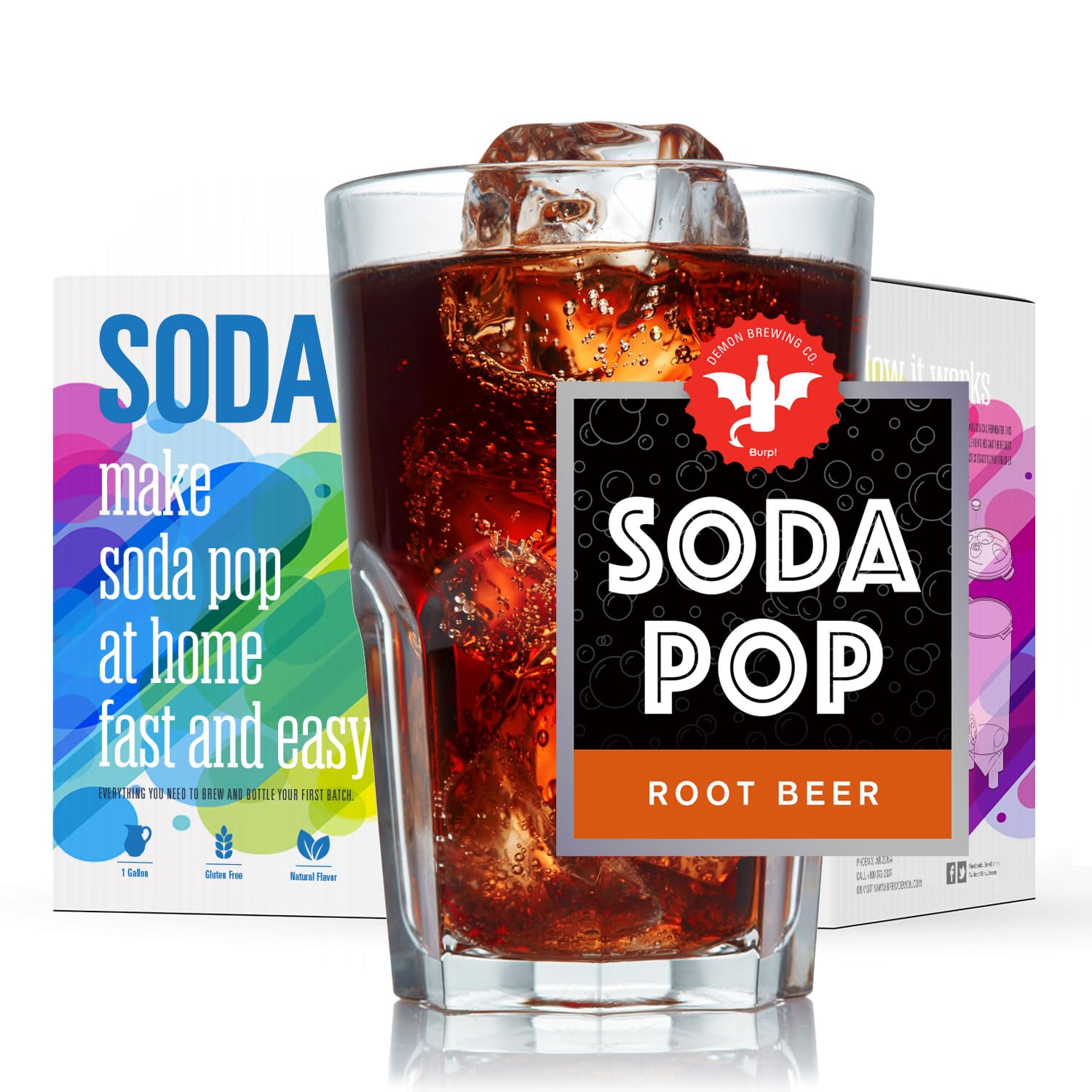 BrewDemon Soda Pop Making Kit Pro with Our Force Carbonating System - This Eliminates Time and the Need to Naturally Carbonate Your Recipe - Includes (2) 1 Gallon Root Beer Recipes