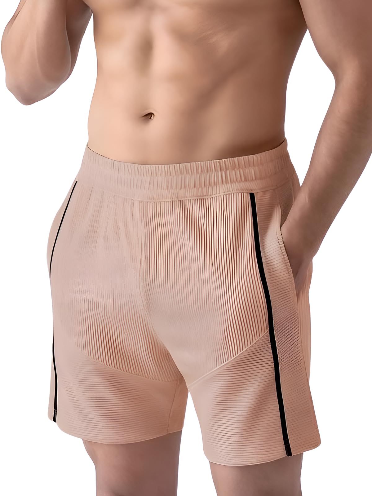 Men Leriya Fashion Men's Ribbed Shorts | Stylish Summer Bottoms-image-22