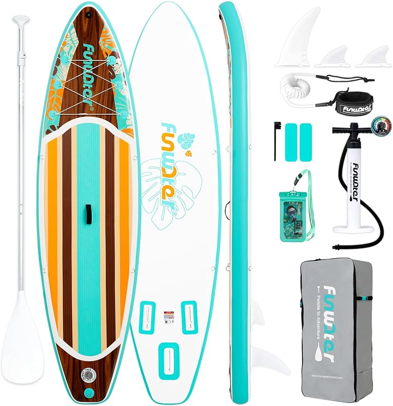 FunWater Tabla de remo inflable con accesorios SUP para principiantes | 10'6''/11'SUP,Cubierta EVA antideslizante,Tablas de remo inflables familiares/yoga versátiles para adultos y jóvenes de todos los niveles de habilidad