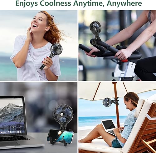 Miniatura 2 de snawowo Mini ventilador portátil personal de mano, ventilador de cochecito de bebé, ventilador de asiento de automóvil, alimentado por USB o