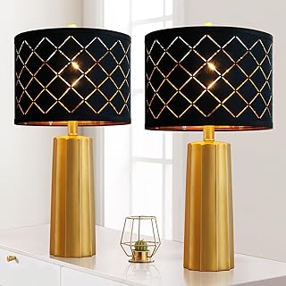 RORIANO Set of 2 Modern Table Lamps for Living Room Bedroom, Gold Nights...