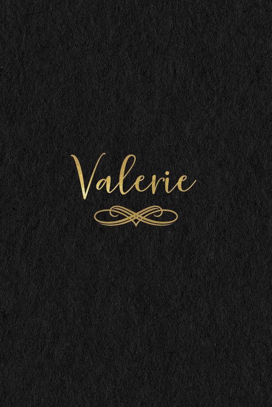 Valerie: Personalized Journal to Write In | Black Gold Custom Name Line Notebook