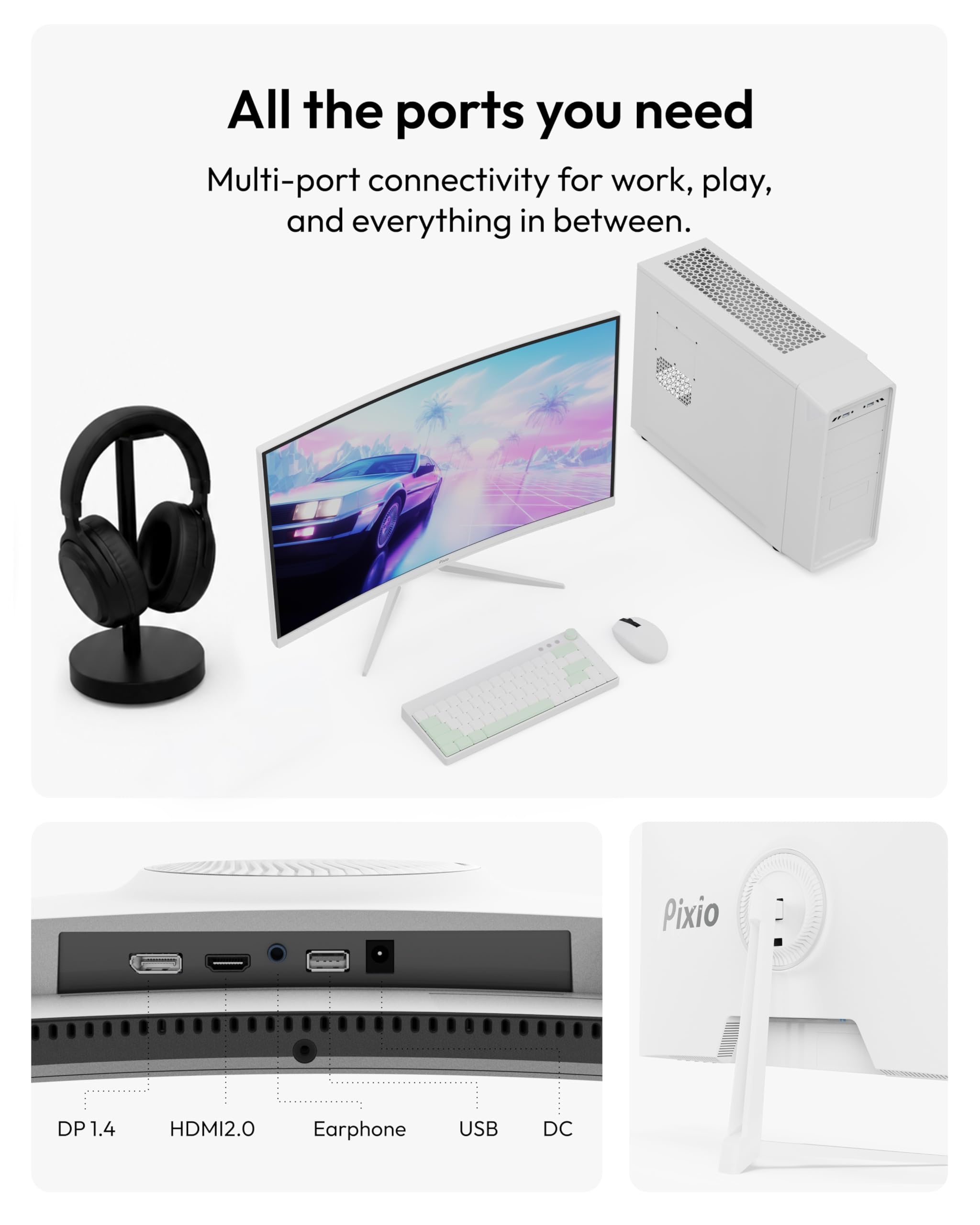 Amazon.com: Pixio PXC248 Wave White 24 inch 200Hz Refresh Rate FHD