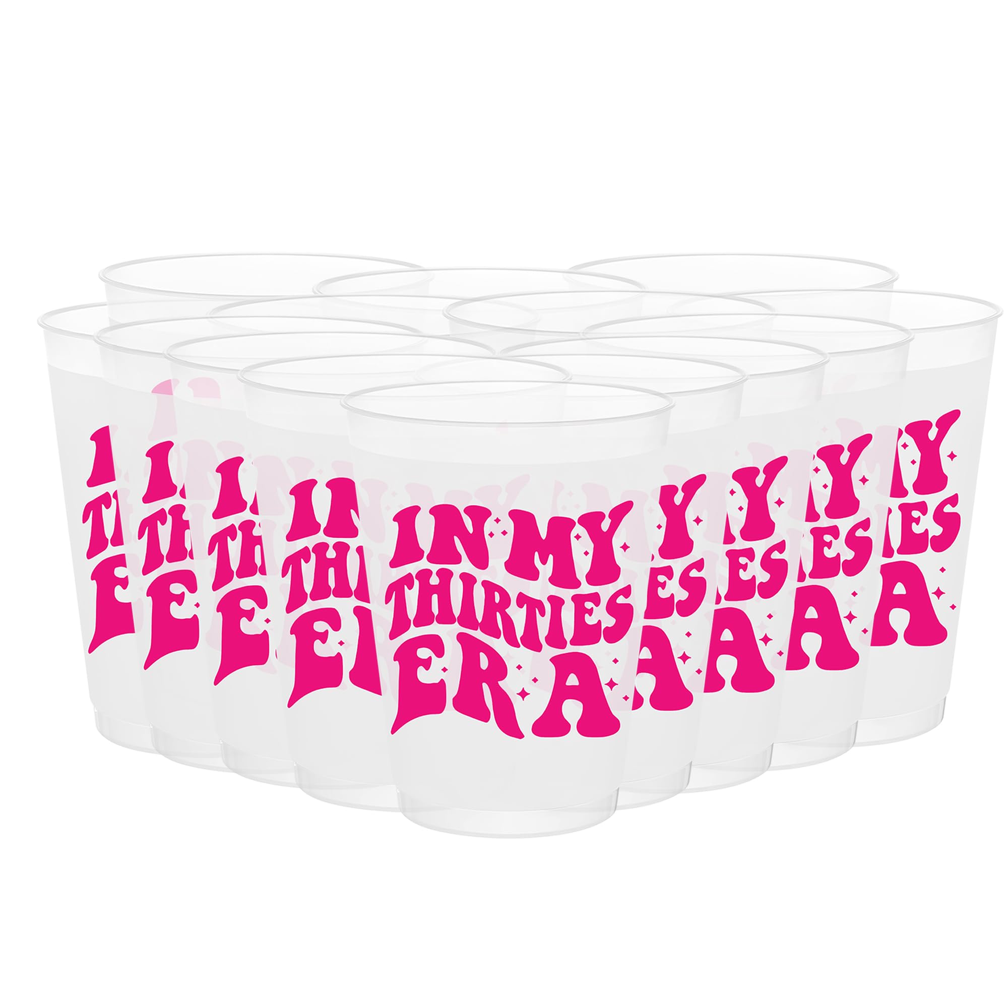 BZ In My Thirties Era Cups for 30th Birthday Party, Hot Pink Decorations for Her, Cheers to 30 Women (16 Count, 16 Oz.)