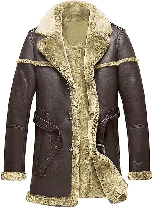 Mens Raf Aviator Bomber Jacket Winter Warm Sheepskin Pilot Flying