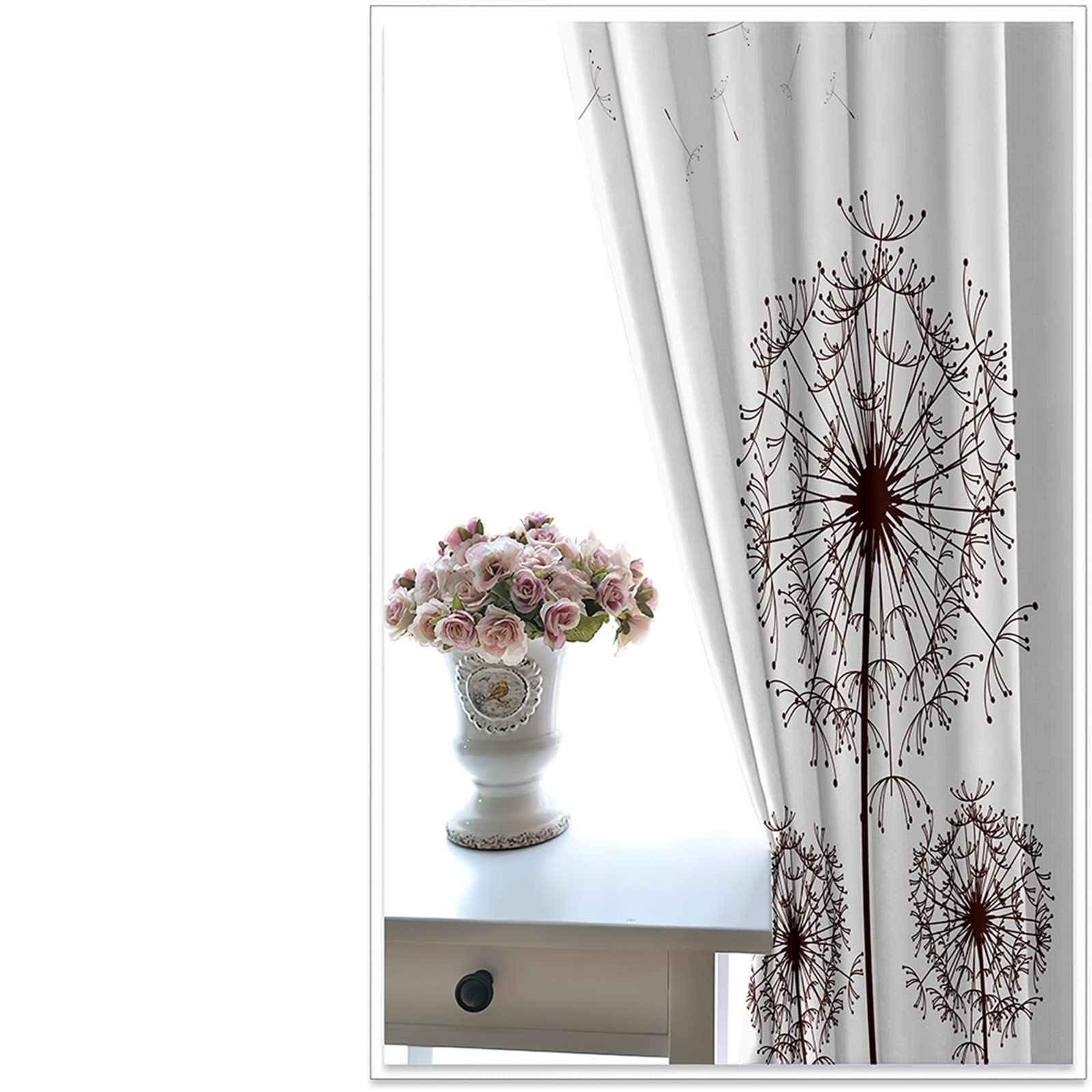 AMDXD Cortina infantil blanca con diseño de diente de león chino (264 x 160 cm)