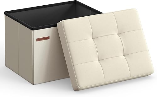 Miniatura 14 de SONGMICS Colección Mazie - Otomano pequeño plegable con almacenamiento, reposapiés, 12.2 x 16.1 x 12.2 pulgadas, capacidad de carga de 286 lb, para