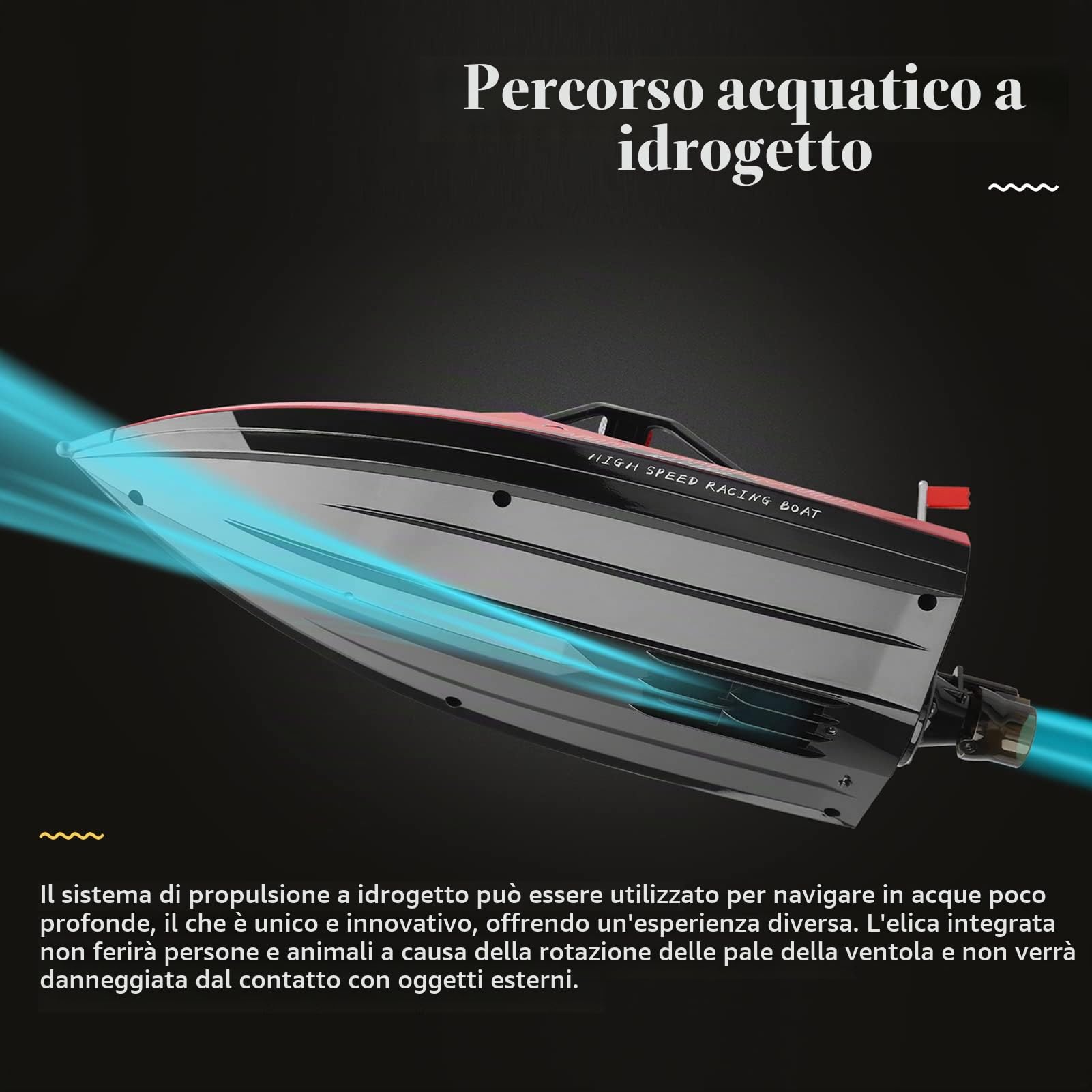 Goolsky Barca RC, 2,4 GHz telecomando barche RC jetboat 16 km/h RC barca con custodia pacchetto