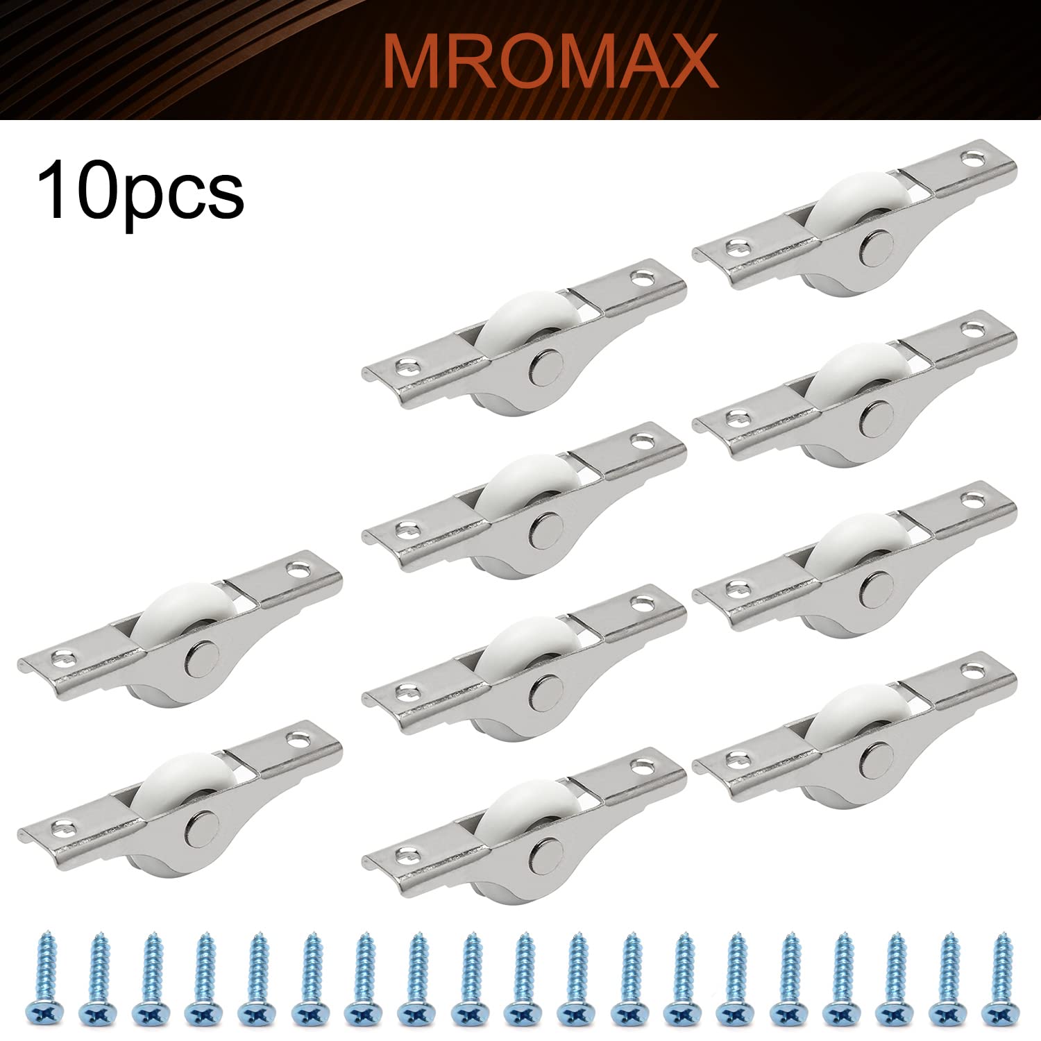 MroMax 10-Pack 23mm Screen Door Rollers - Nylon White Sliding Wheels With Stainless Steel Shell