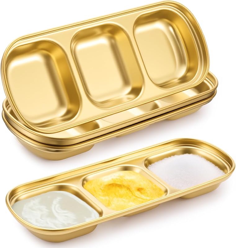 Conjunto Teenyyou com 4 bandejas para máscara facial em aço inoxidável, dourado