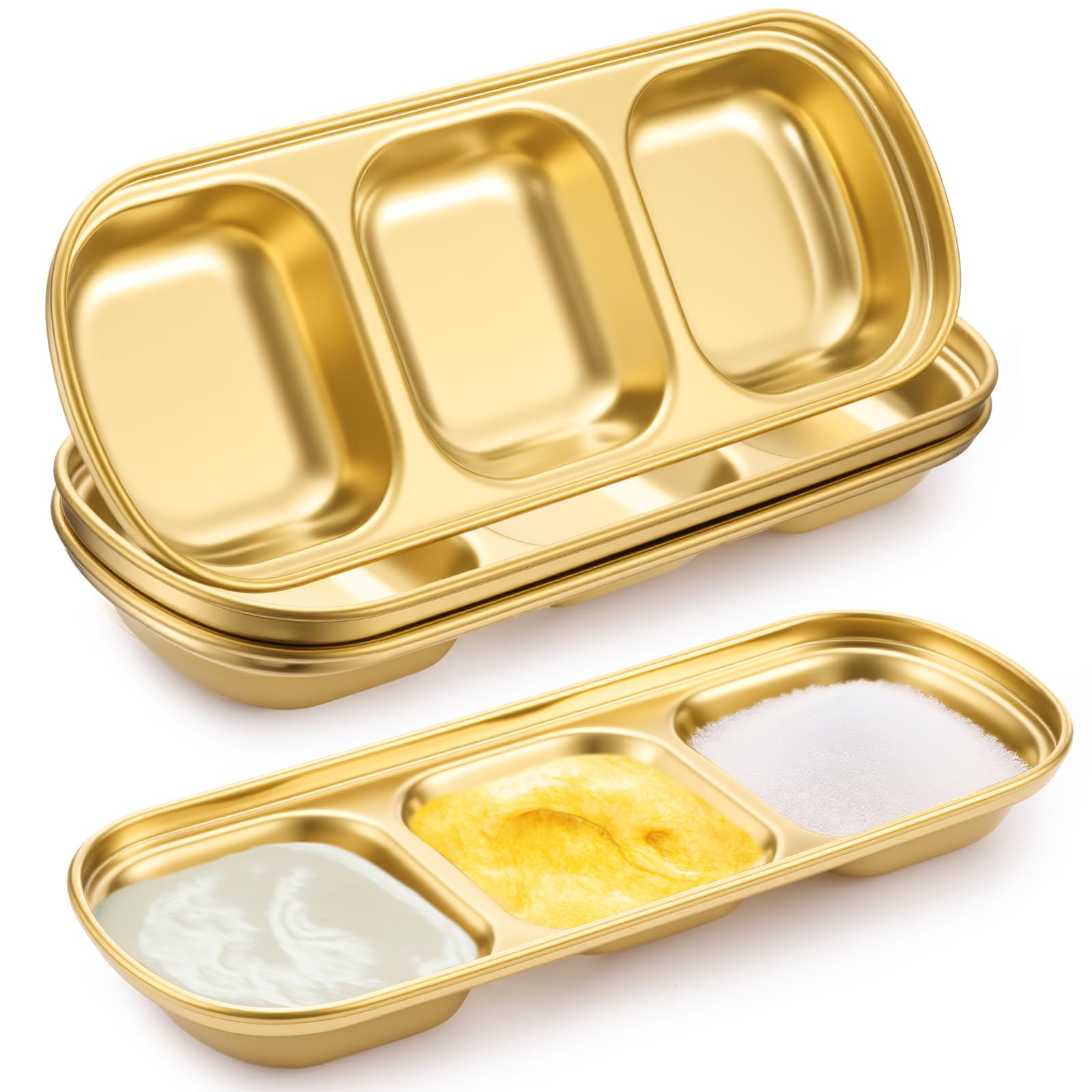 4 Pcs Esthetician Bowls Face Mask Tray,Stainless Steel, Gold, Medium